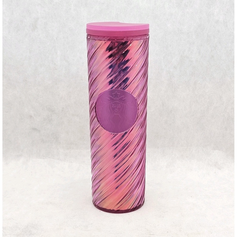 Starbucks 2022 Christmas Holiday Sangria Pink Spiral Textured Tumbler 16oz Cup